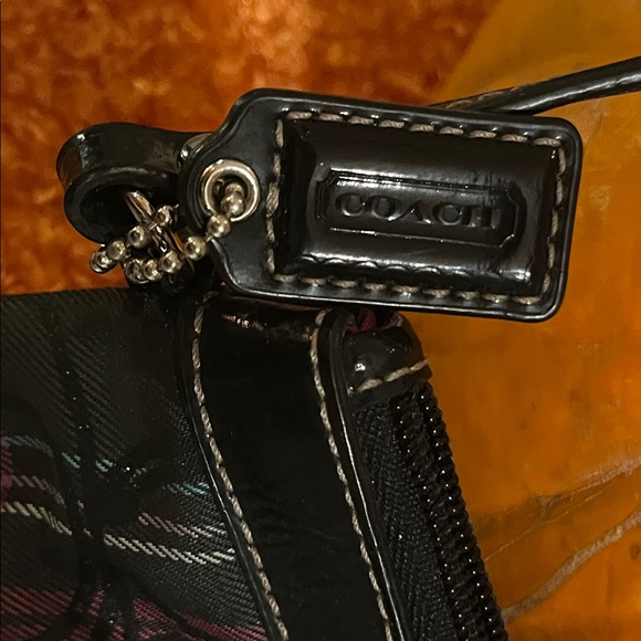 Coach Black Multicolor Plaid Wristlet 6 Inches wide 4 inches long - Picture 3 of 10